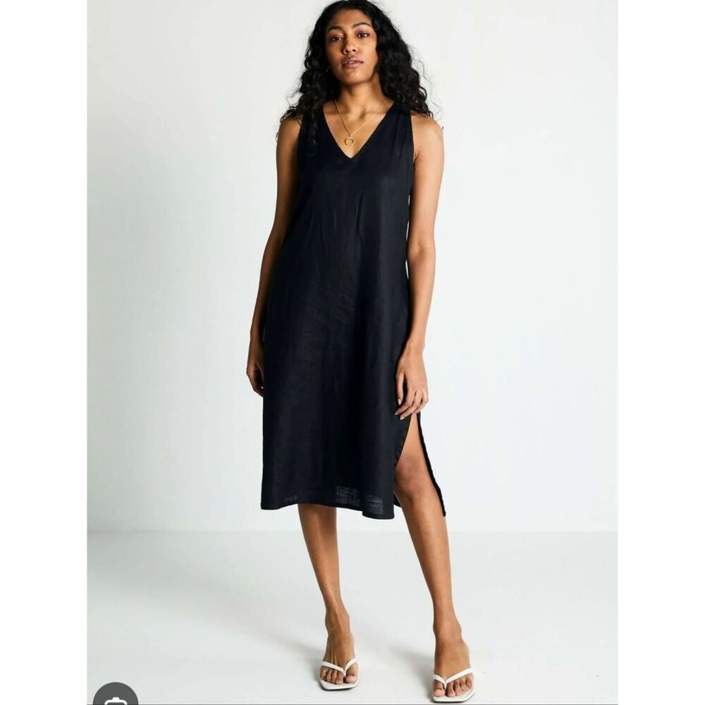 Reistor The Hemp Noir Black Sleeveless Shift Dress Sz Small